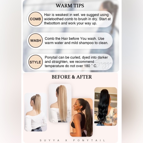 HUMAN HAIR 16” Remy Ponytail Extension Wrap Around Clip in Hair 80G Jet Black - Picture 8 of 9